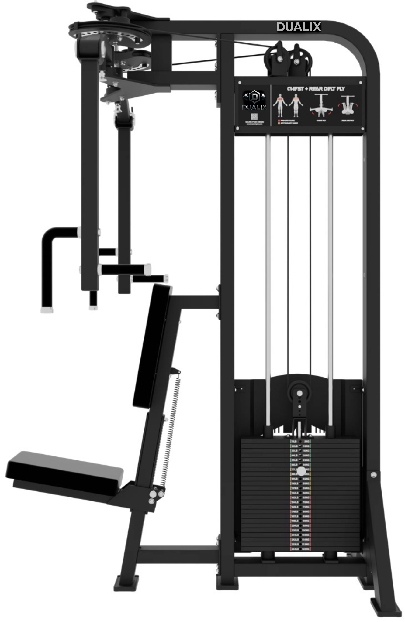Fly arrière double deltoïde et pectoral DUALIX Titan 120 kg – Noir