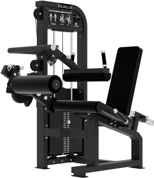 DUALIX Titan Dual Leg Extension en Leg Curl – 120kg gewichtsblok – Zwart