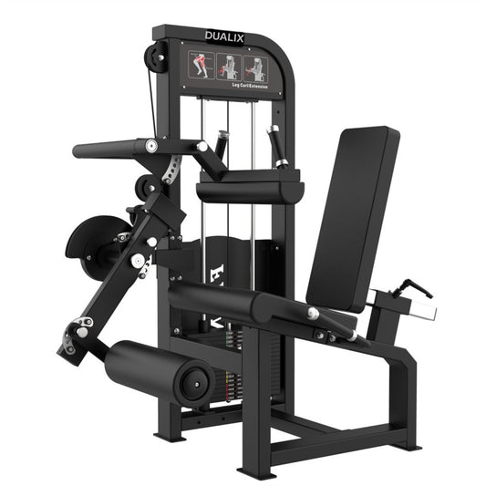 DUALIX Titan Dual Leg Extension en Leg Curl – 120kg gewichtsblok – Zwart