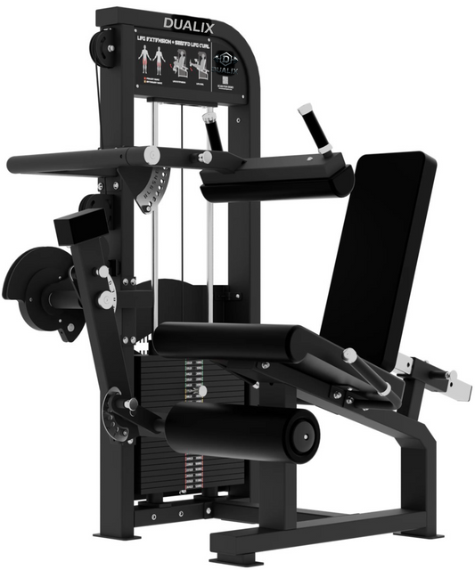 DUALIX Titan Dual Leg Extension en Leg Curl – 120kg gewichtsblok – Zwart
