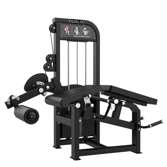 DUALIX Titan Dual Leg Extension en Lying Leg Curl – 120kg gewichtsblok – Zwart